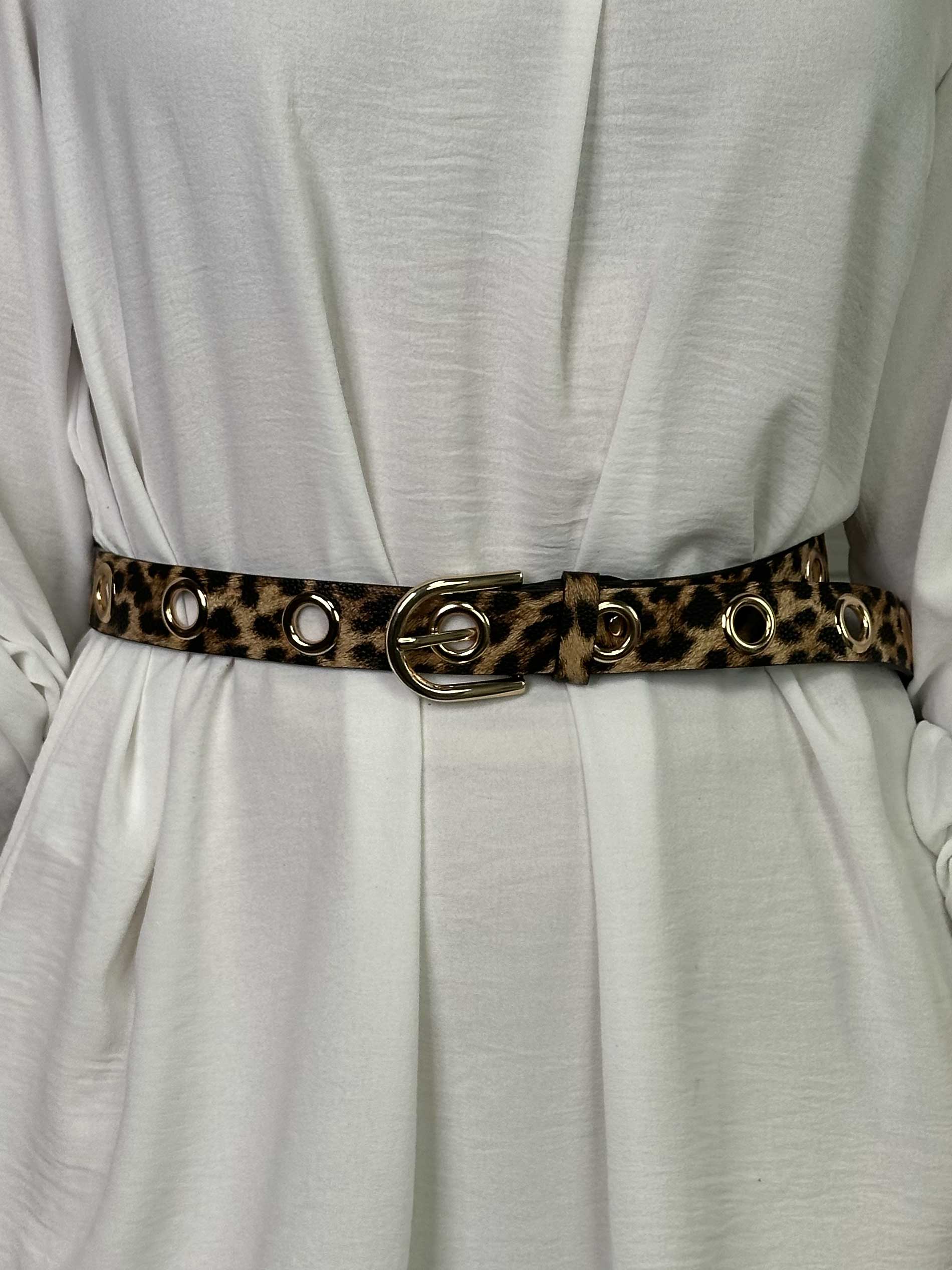 Kourtney - Bælte i dyreprint detaljeret med metalringe